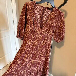 Velvet Heart XS Dress Maroon/Tan Pockets